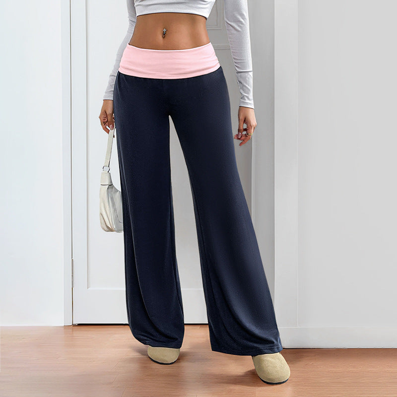 Low Waist Colorblock Wide Leg Lounge Pants for Women