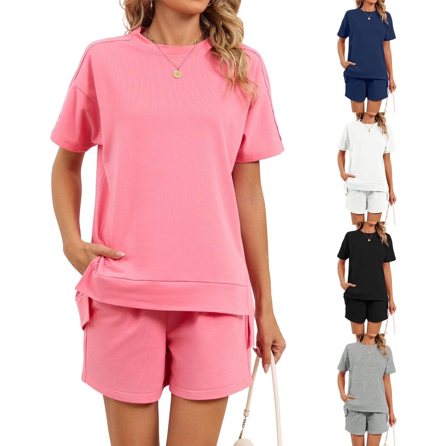 Casual Tee & Drawstring Shorts 2 Piece Lounge Set