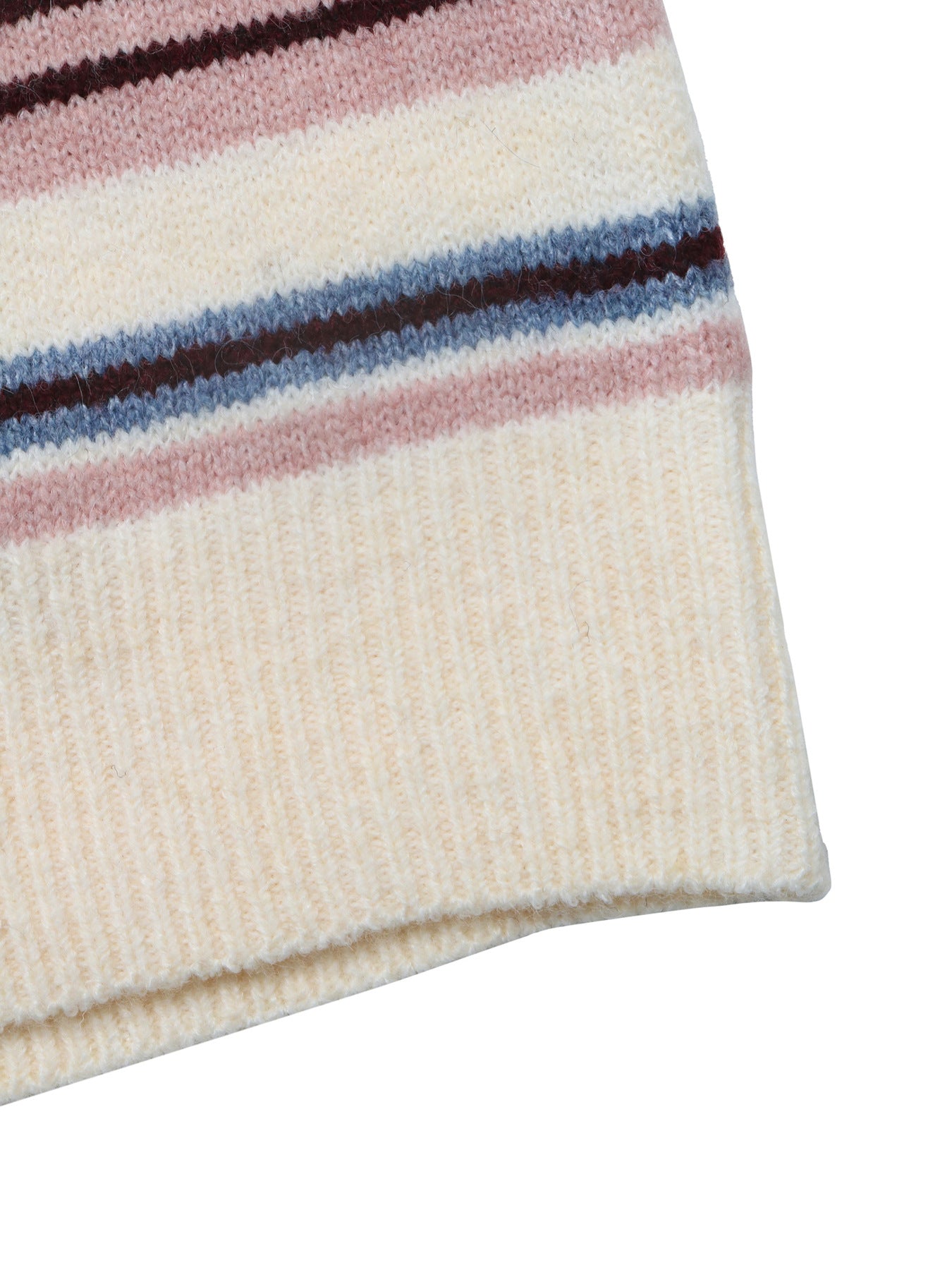 Striped Polo Neck Knit Sweater Relaxed Casual Pullover