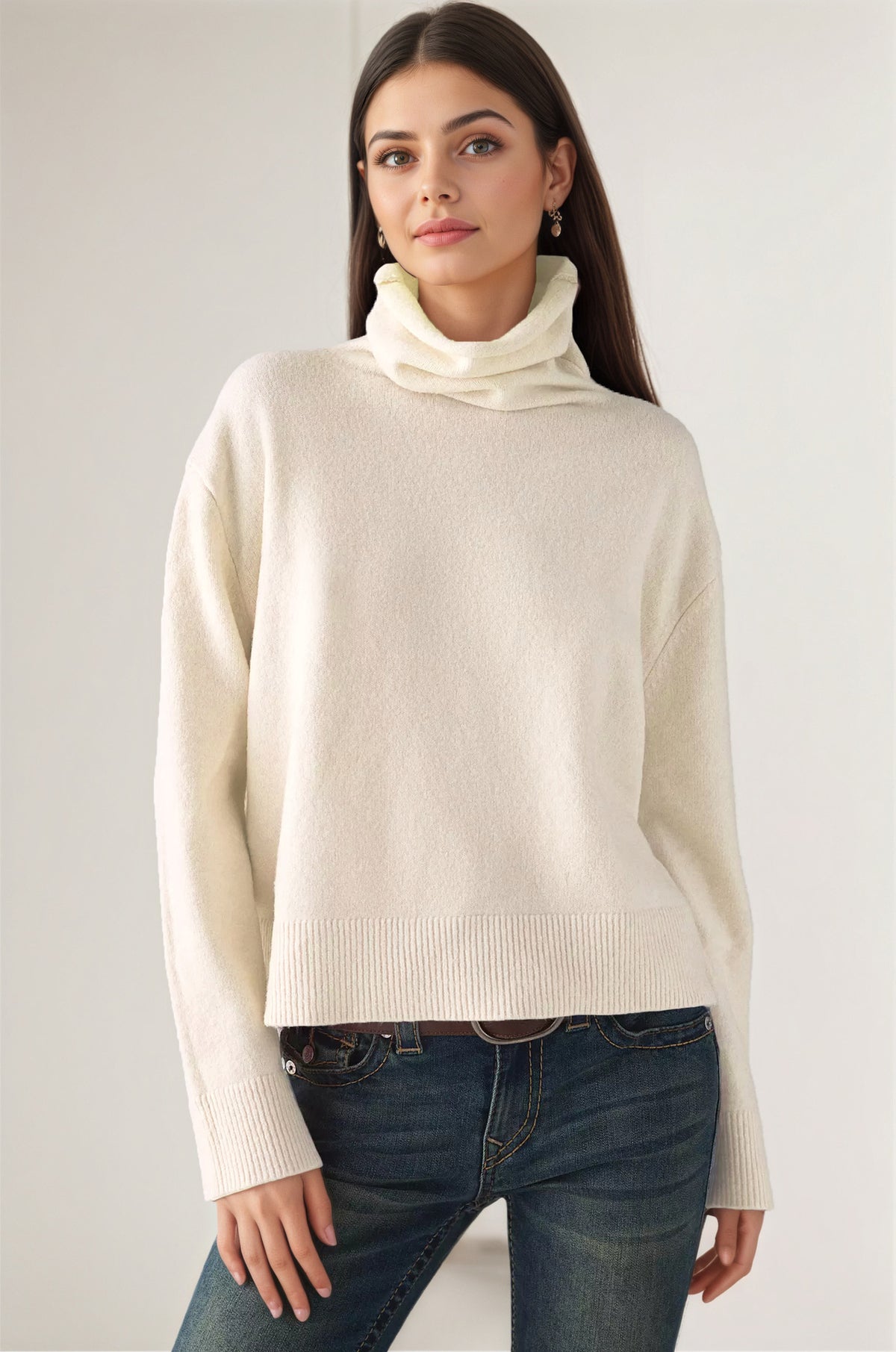 Women's Turtleneck Sweater Long Sleeve Knit Pullover