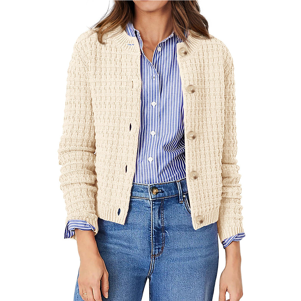 Button-Down Knit Cardigan for Casual Office Wear