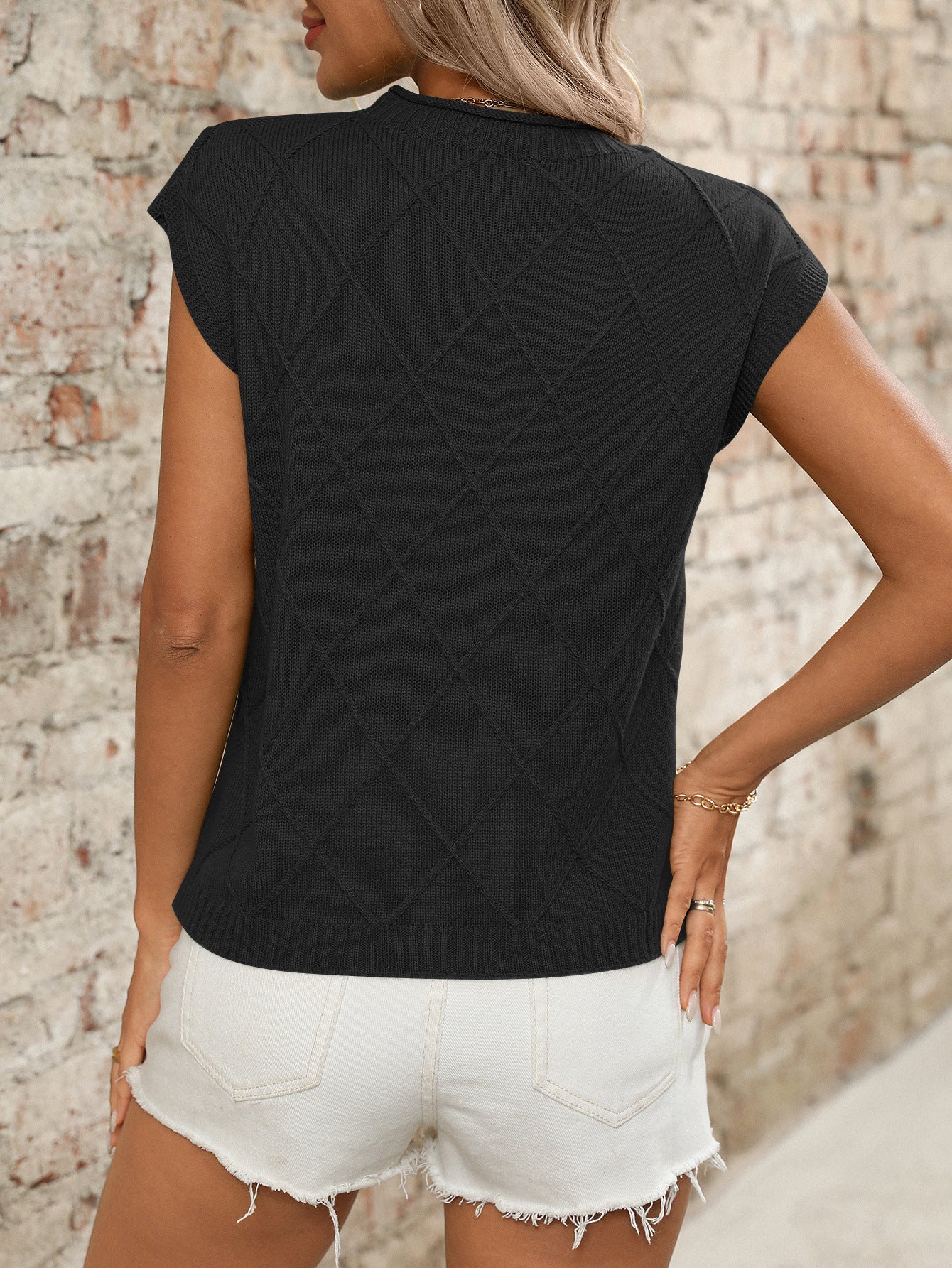 Women's Short Sleeve Knit Pullover – Casual Textured Top