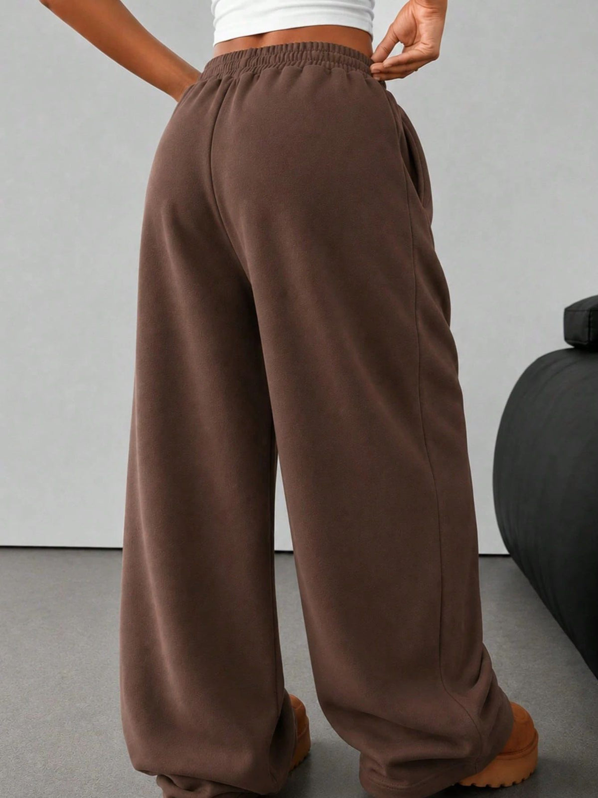 Fleece Lined Baggy Wide Leg Sweatpants Women Casual Pants