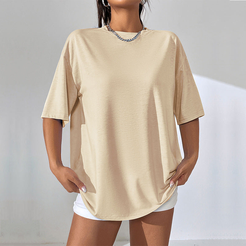 Oversize Casual Solid Short Sleeve Round Neck T Shirt