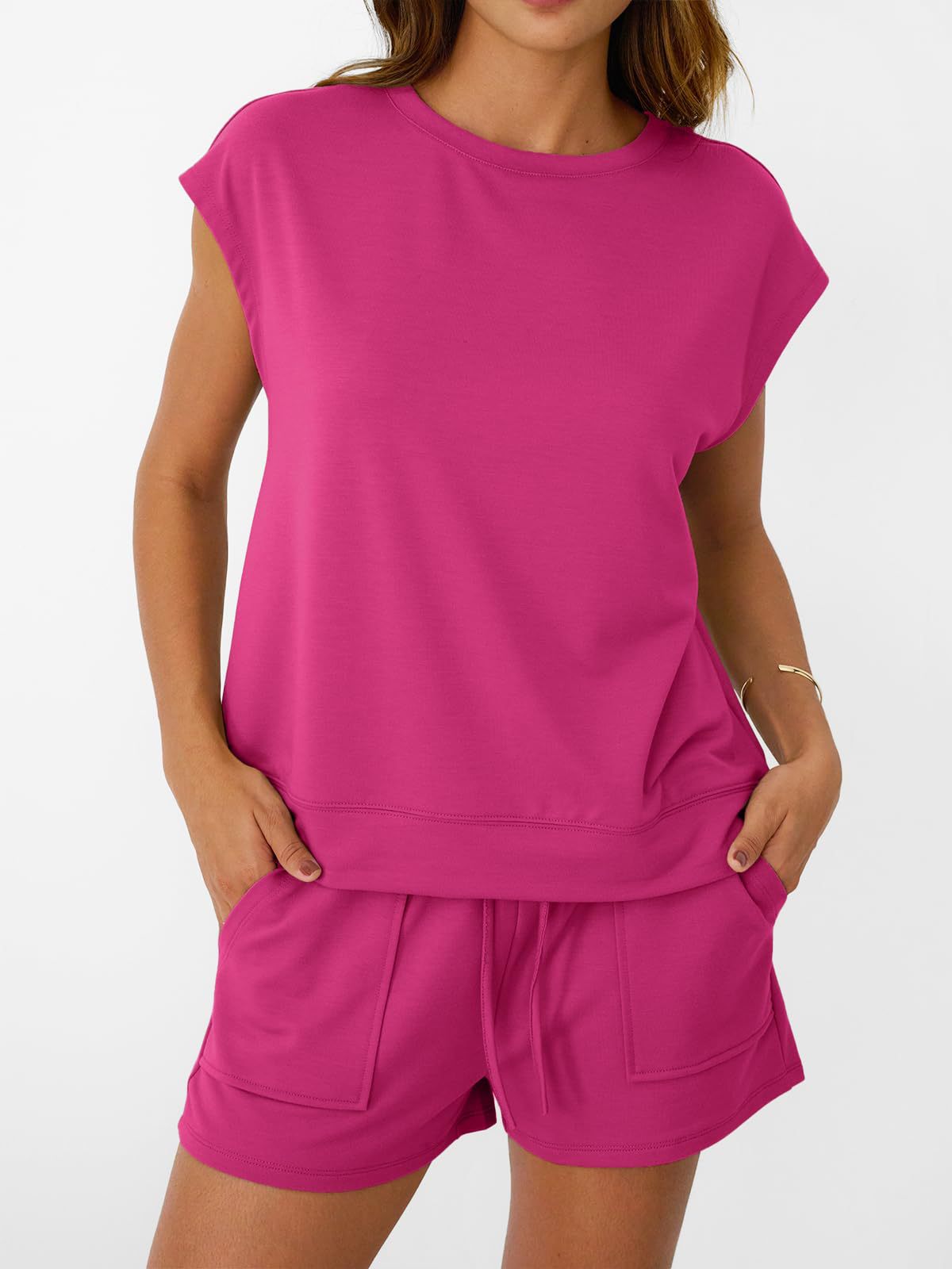 Casual Short Sleeve Top and Shorts Two Piece Summer Set Women