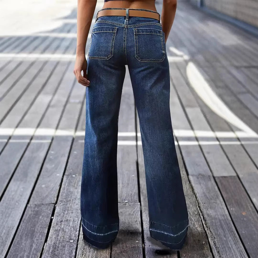 Washed Denim Jeans Vintage High Waist Wide Leg