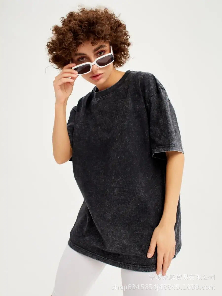 Vintage Washed Cotton Oversized Short Sleeve Tee