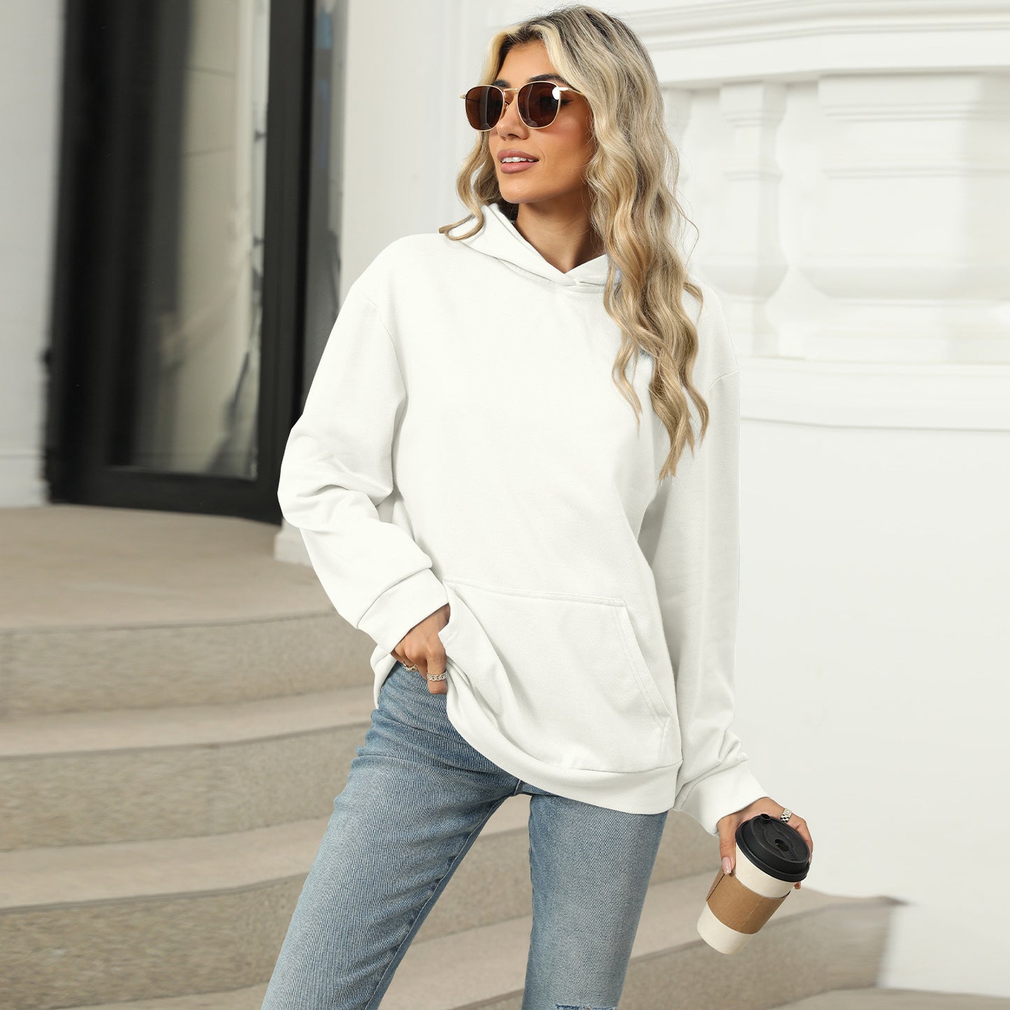 Oversized Hooded Pocket Pullover Sweatshirt