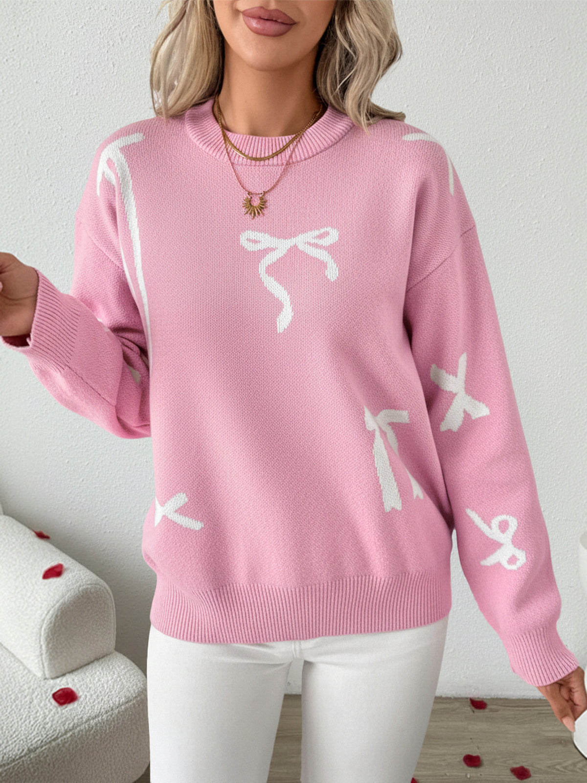 Coquette Bow Sweater Oversized Crewneck Christmas Knit