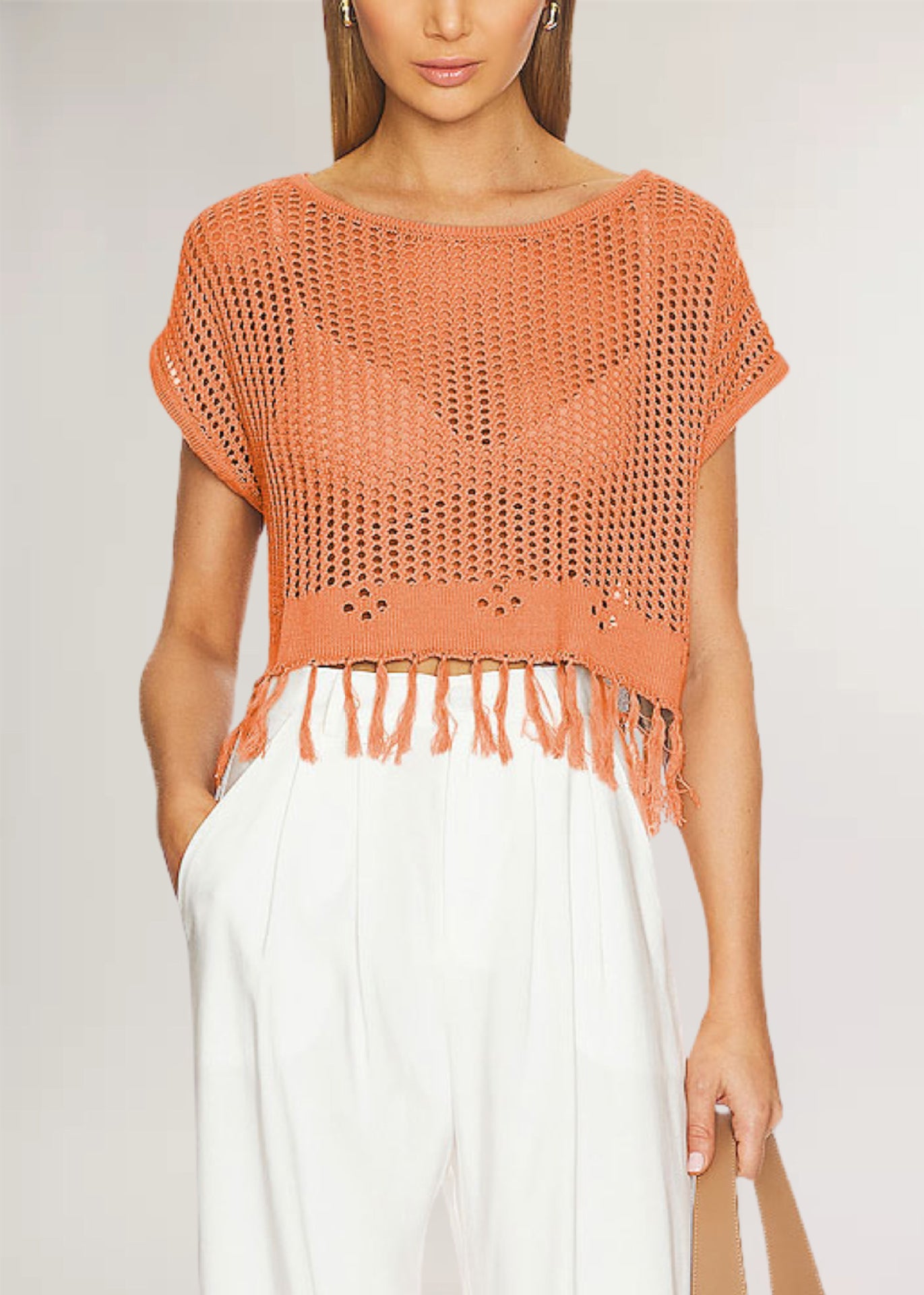 Summer Tassel Knit Top Women’s Beachwear Loose Pullover