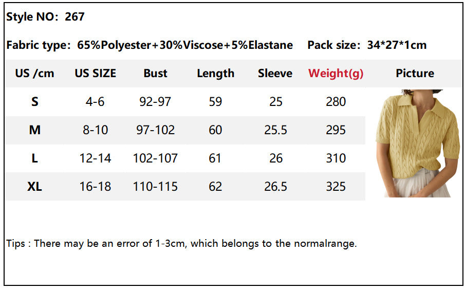 Polo V Neck Cable Knit Casual Soft Pullover Shirts for Women