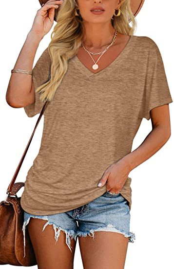 Black V Neck Loose Fit Basic Tee