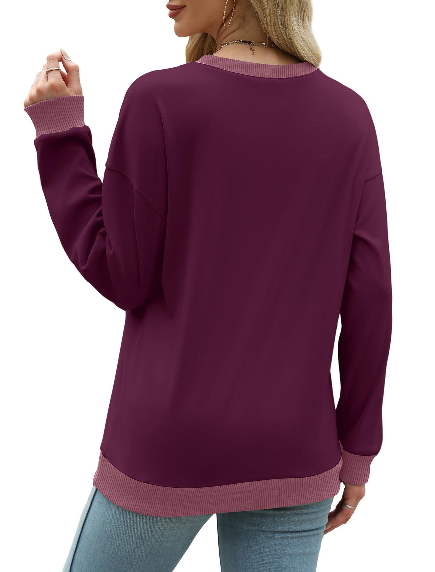 Women's Oversized Colorblock Crewneck Sweatshirt