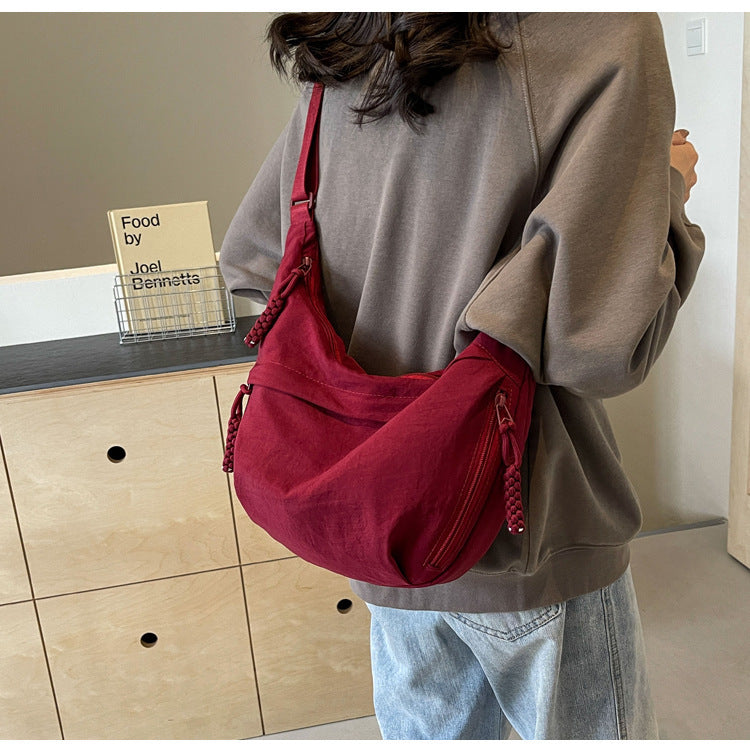 Olive Crossbody Moon Sling Bag Casual Nylon Shoulder Purse