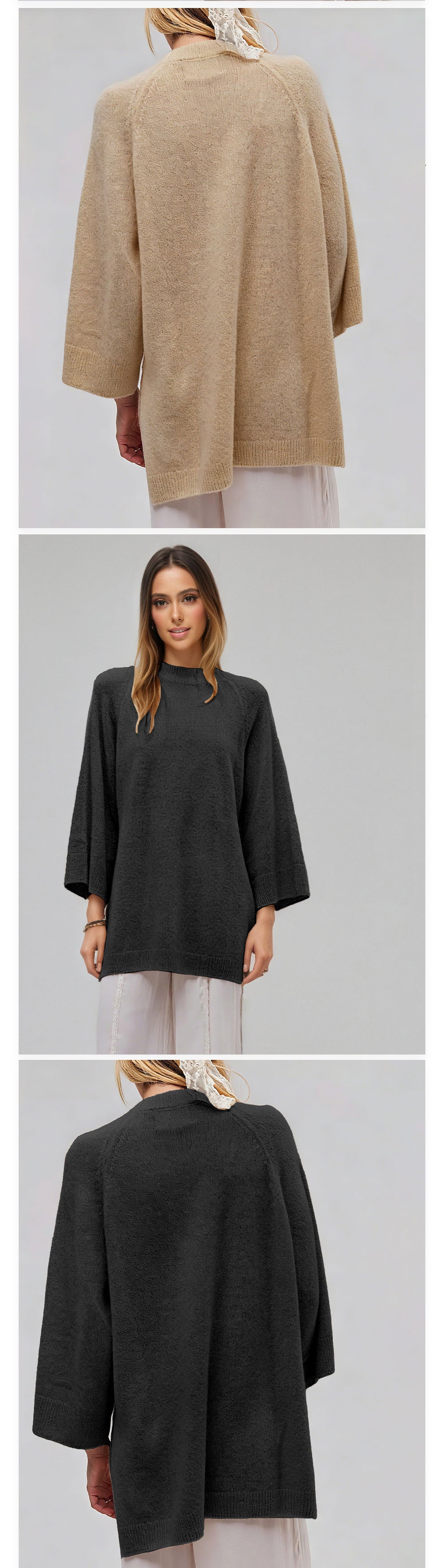 Oversized Crew Neck Knit Sweater Casual Loose Pullover Top