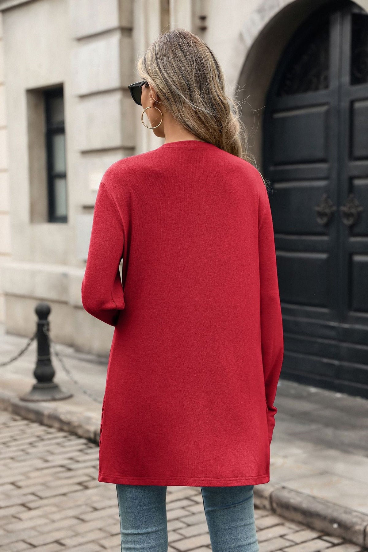 Women's Open Front Cardigan Long Sleeve with Pockets