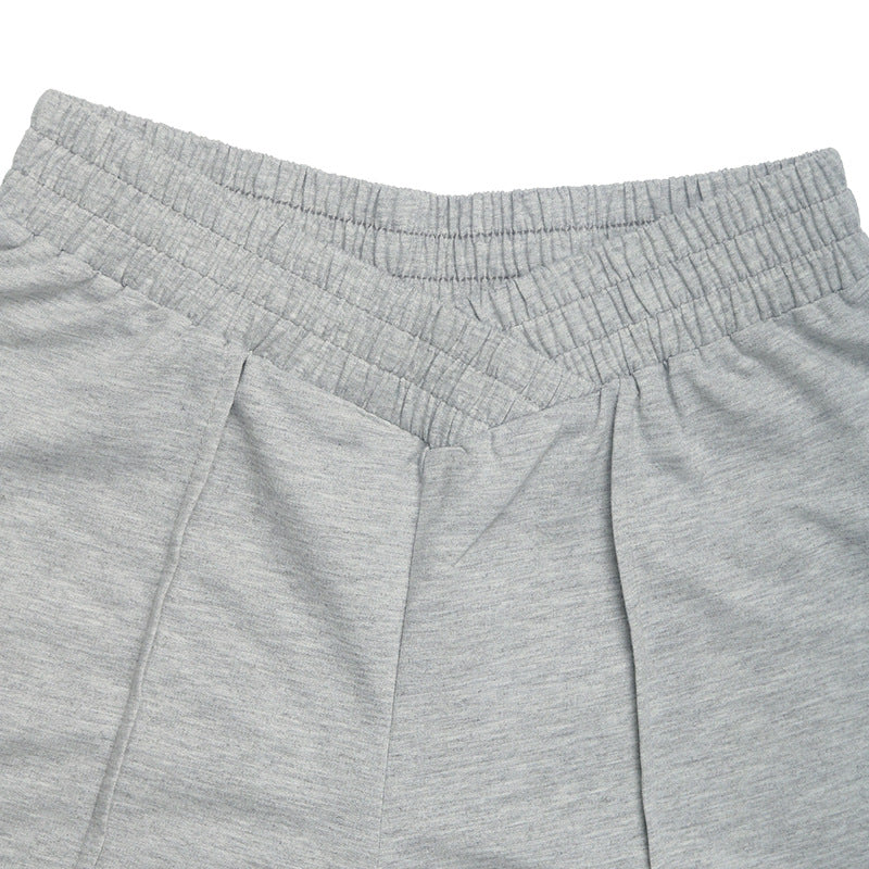 Solid Knit Wide Leg Pants High Waist Athleisure