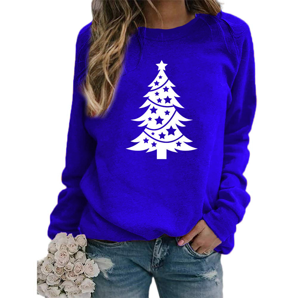 Womens Christmas Tree Graphic Sweatshirt Oversized Crewneck