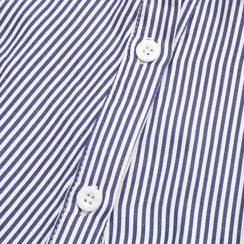 Striped Button Down Shirt Dress Cinched Waist Casual Work