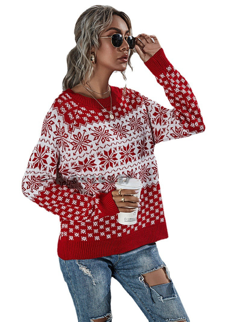 Women's Snowflake Fair Isle Oversized Knit Sweater
