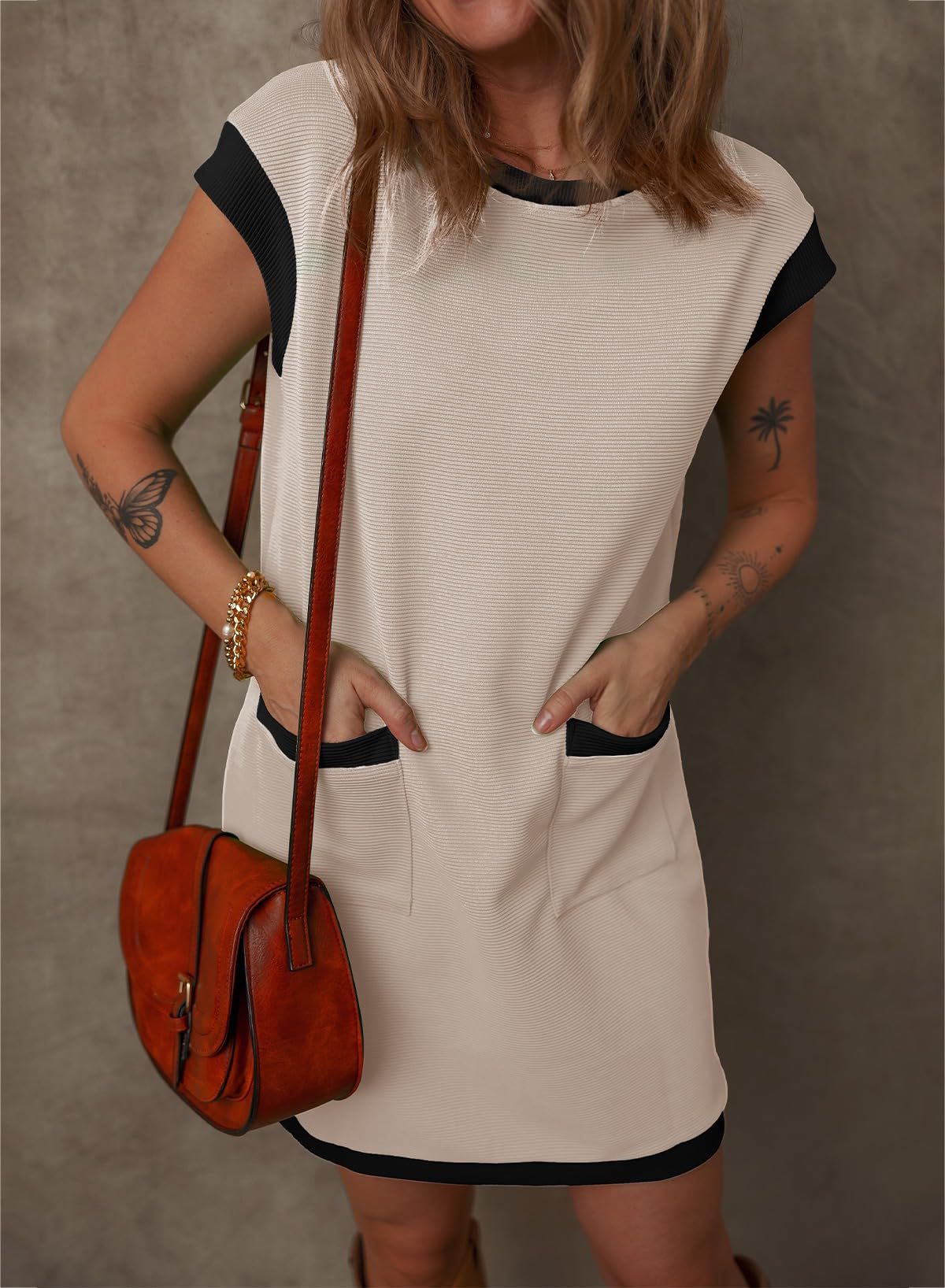 Womens Casual T Shirt Dress Pocket Short Sleeve Loose Fit