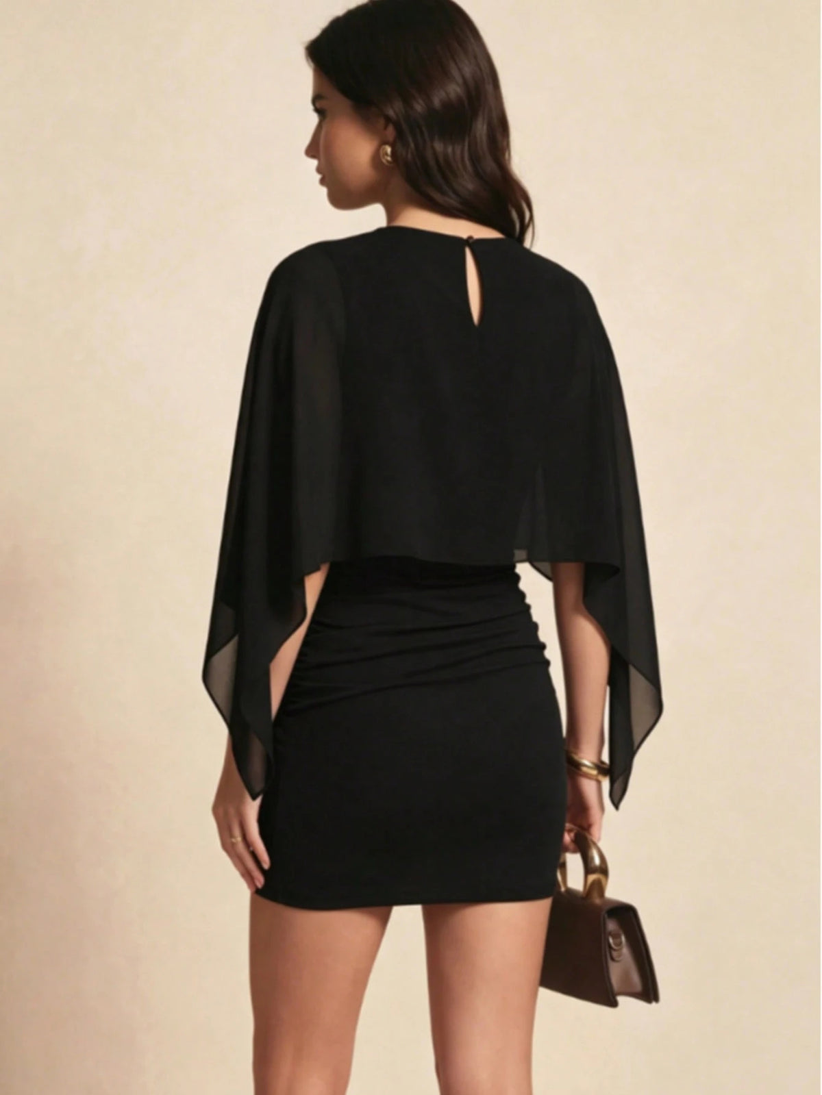 Women's Sexy Cape Bodycon Mini Dress Cocktail Party