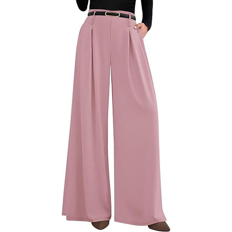 High Waist Wide Leg Flowing Work Trousers for Women