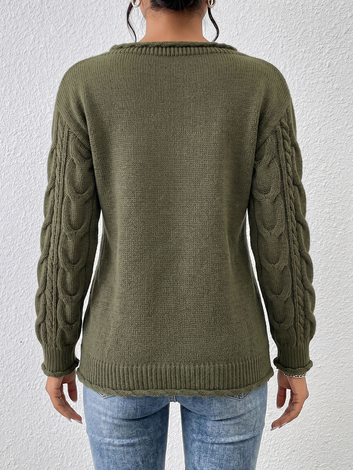 Women's Off Shoulder Cable Knit Oversized Pullover Sweater