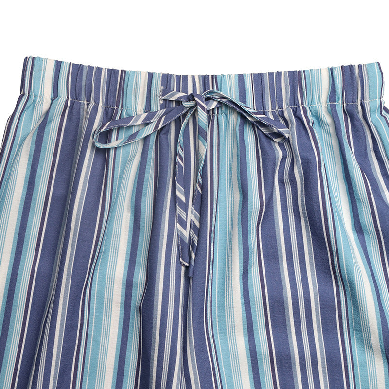 Women Stripe Drawstring Wide Leg Casual Pants