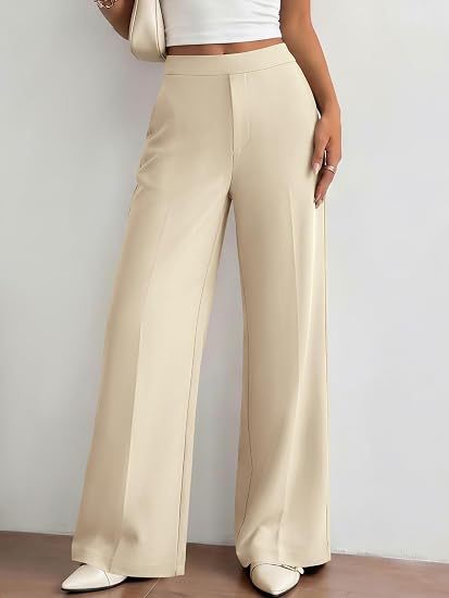Women's High Waisted Wide Leg Dress Pants with Pockets