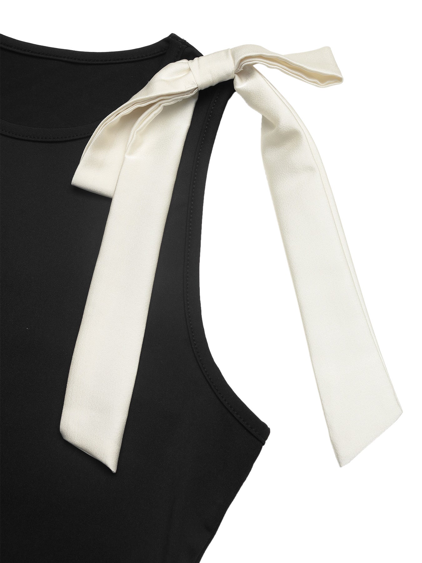 Contrast Bow Bodysuit Sleeveless Slim Chic Romper Top