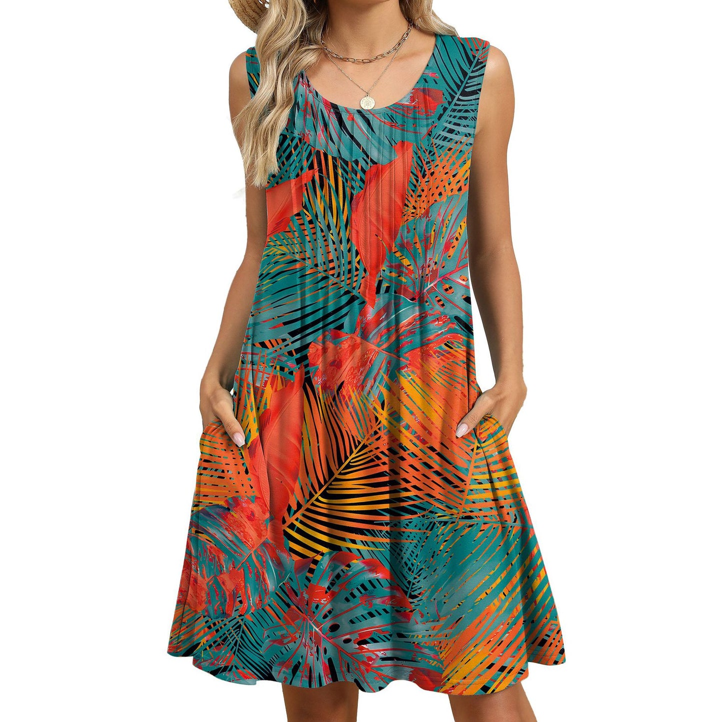 Boho Style Casual Sundress with Pockets for Women