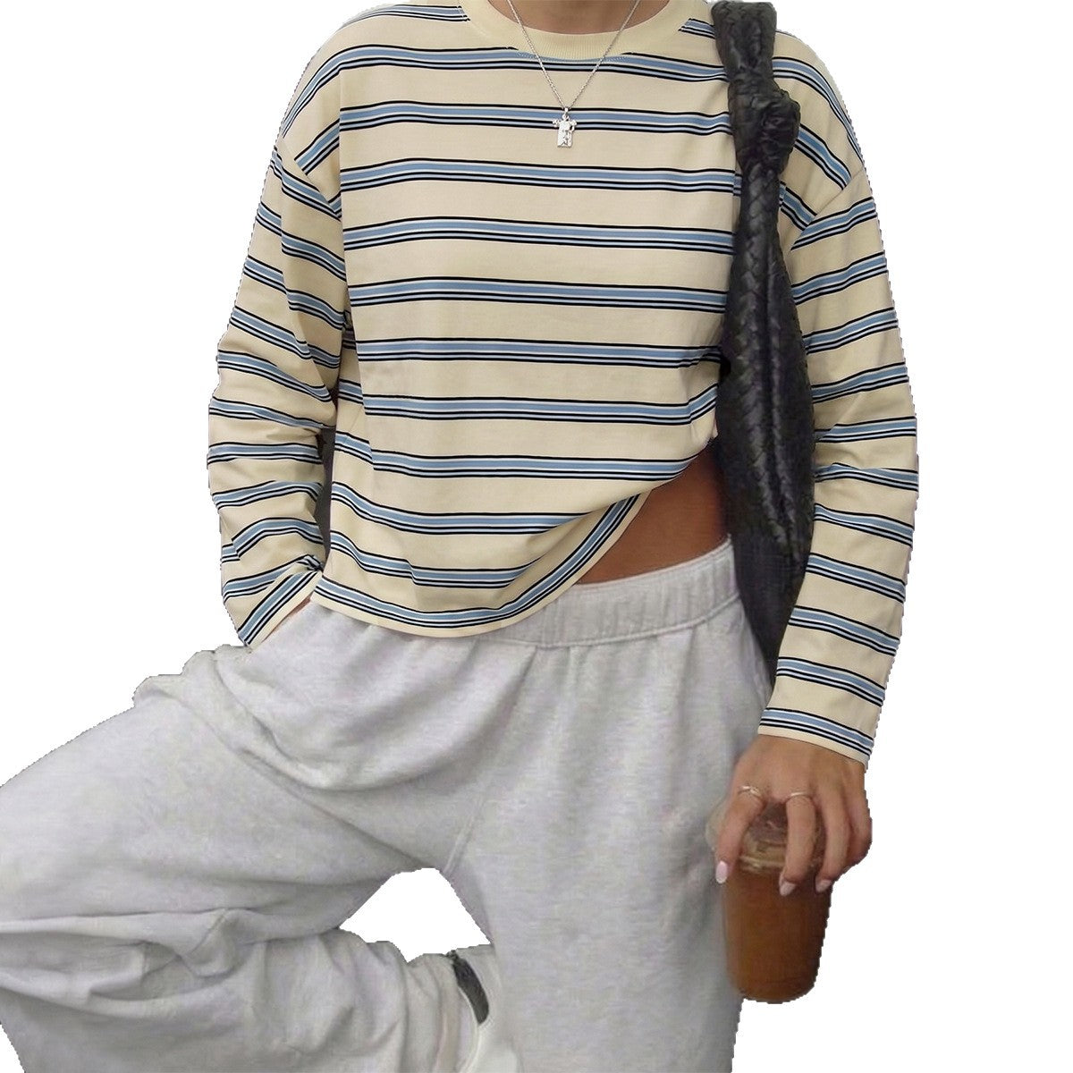 Vintage Striped Oversized Long Sleeve Tee
