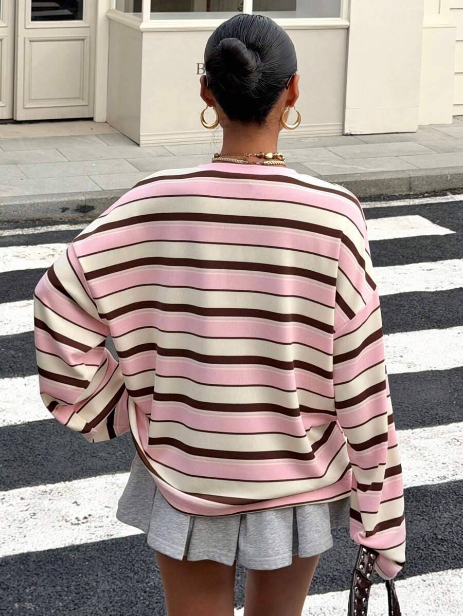 Women’s Striped Long Sleeve Tee Loose Fit Casual Top