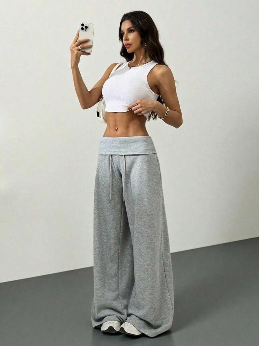 Women's High Waist Wide Leg Sweatpants Drawstring Pants