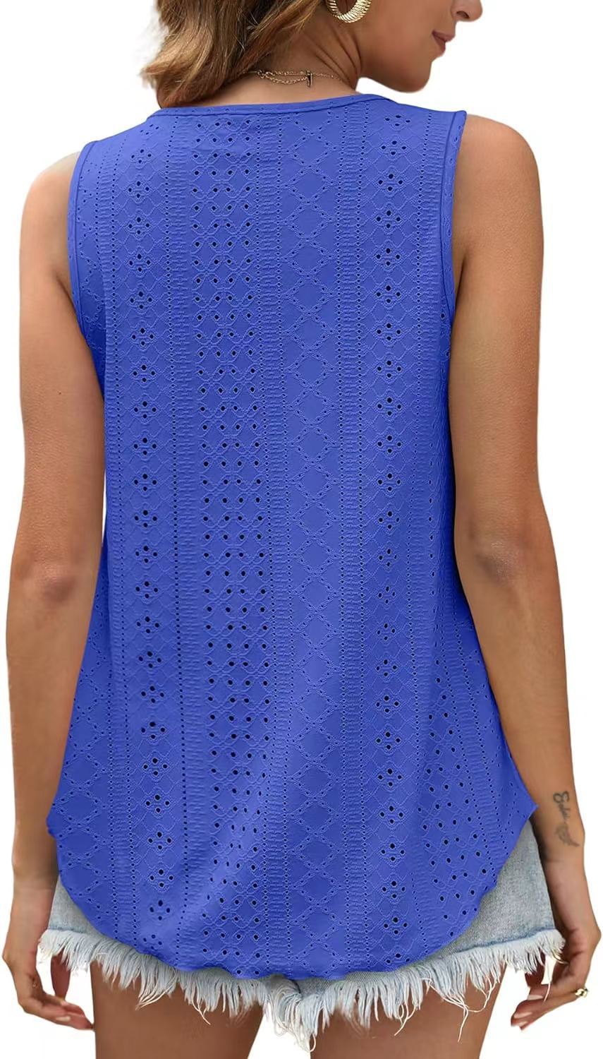 Women's Summer Loose Fit Round Neck Sleeveless Vest Top