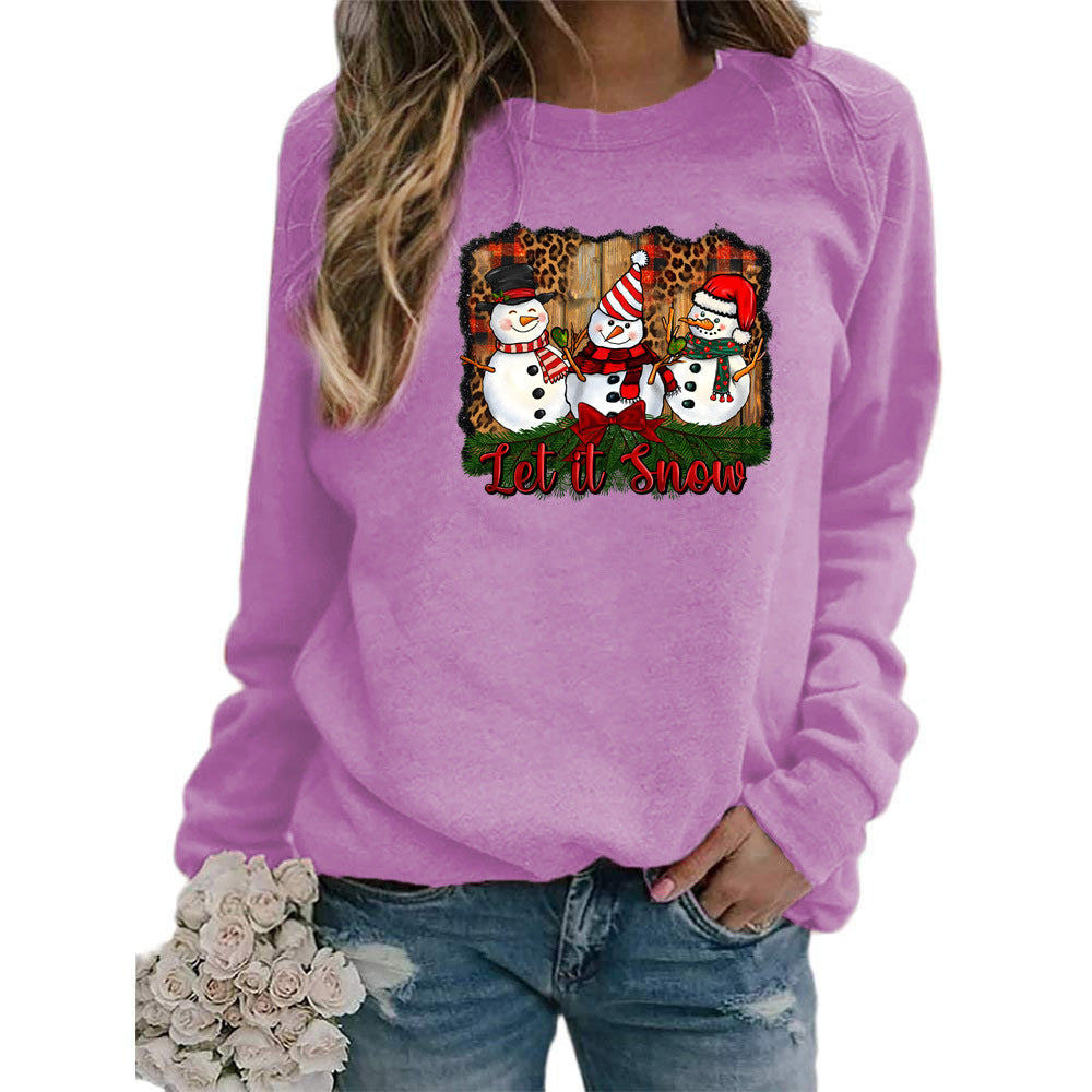 Womens Let It Snow Snowman Graphic Sweatshirt