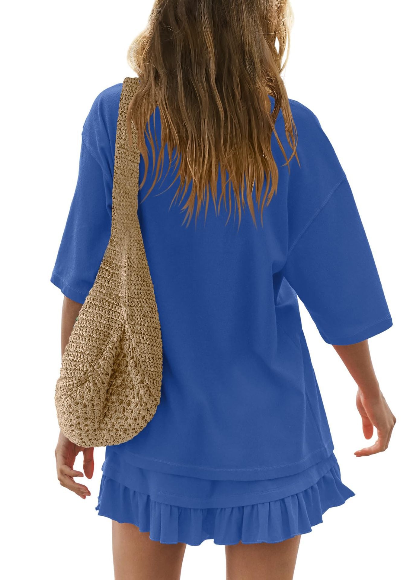 Casual Short Sleeve Top and Ruffle Mini Skirt 2-Piece Set