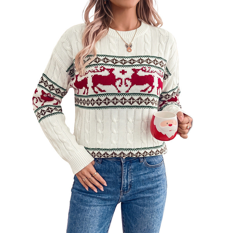 Women's Oversized Fair Isle Reindeer Christmas Sweater