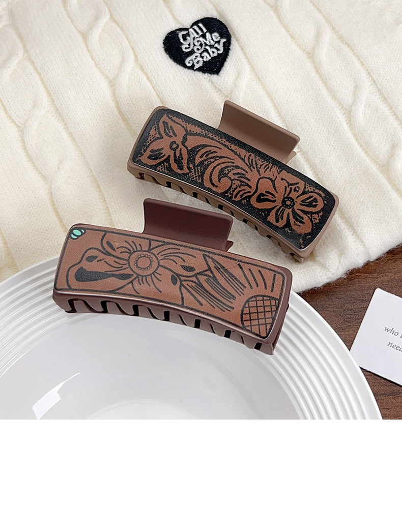 Western Cowgirl Hair Claw Clip, Retro Graphic Print