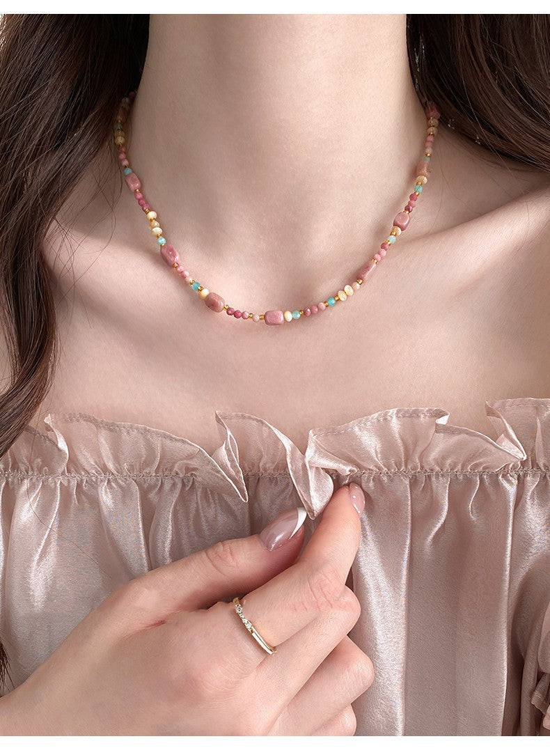 Colorful Natural Stone Beaded Necklace for Women