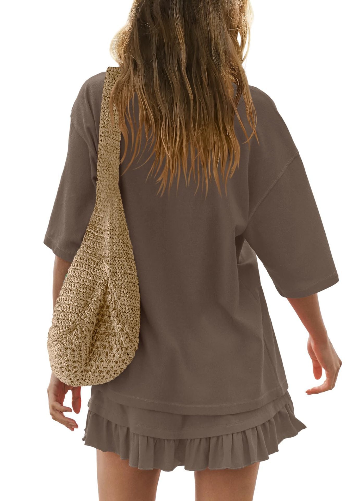 Casual Short Sleeve Top and Ruffle Mini Skirt 2-Piece Set