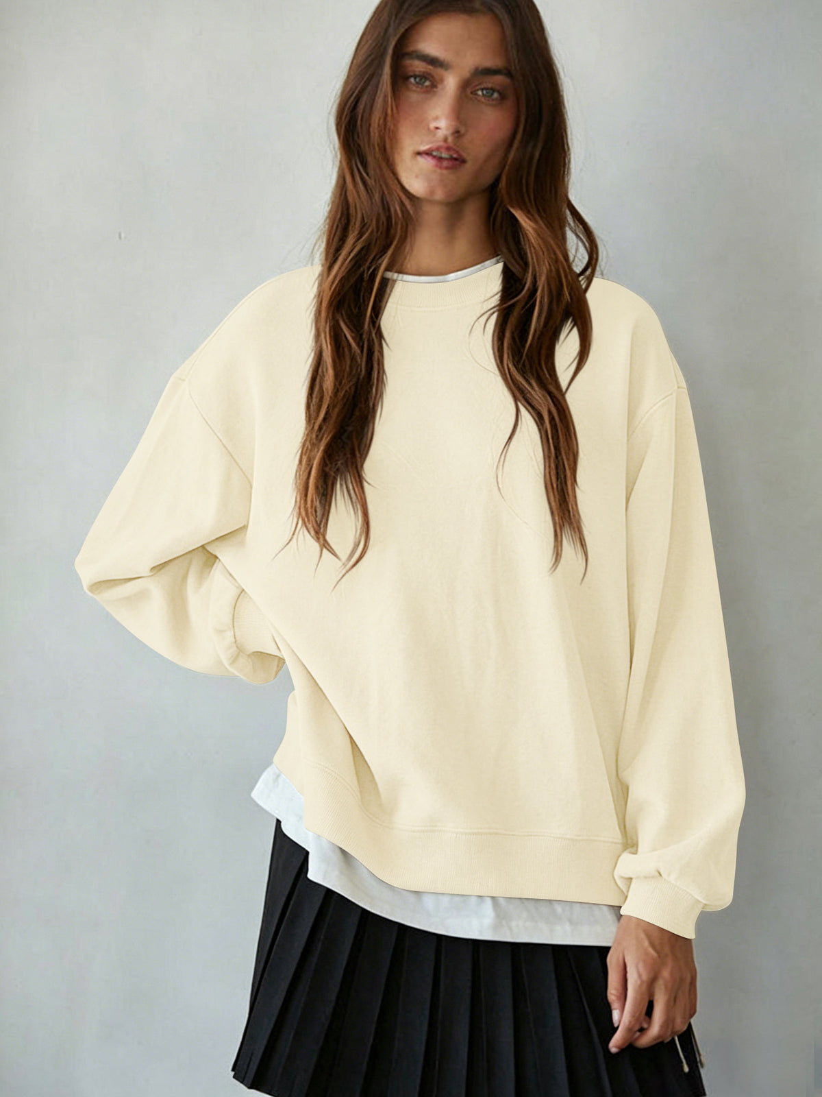 Women's Oversized Color Block Crewneck Sweatshirt