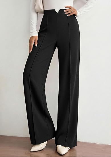 Wide Leg Dress Pants Women High Waist Flowy Trousers
