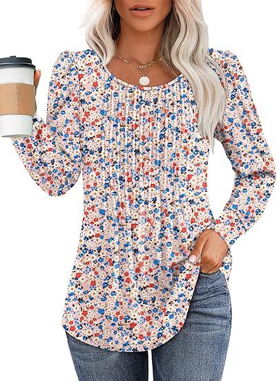 Solid Cotton Top Casual Pleated Puff Sleeve