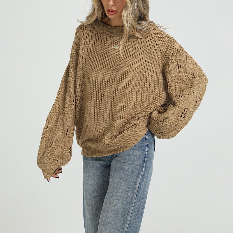 Women's Oversized Chunky Knit Crew Neck Pullover Sweater