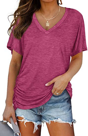 Black V Neck Loose Fit Basic Tee