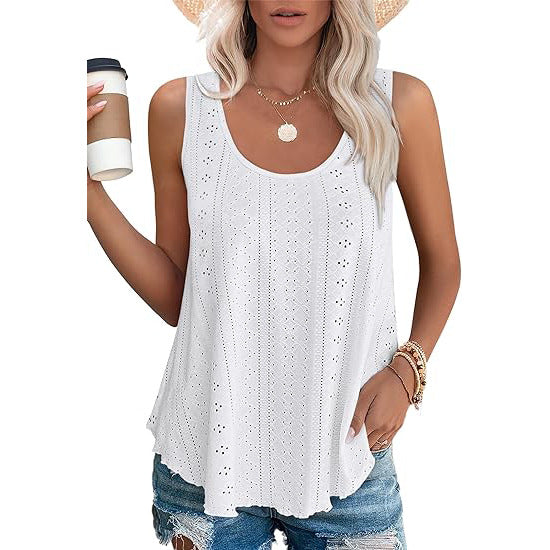 Women's Summer Loose Fit Round Neck Sleeveless Vest Top