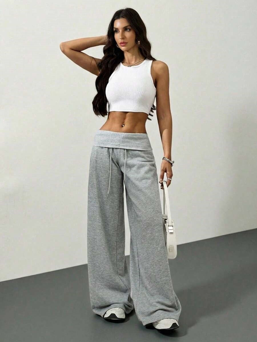 Women's High Waist Wide Leg Sweatpants Drawstring Pants