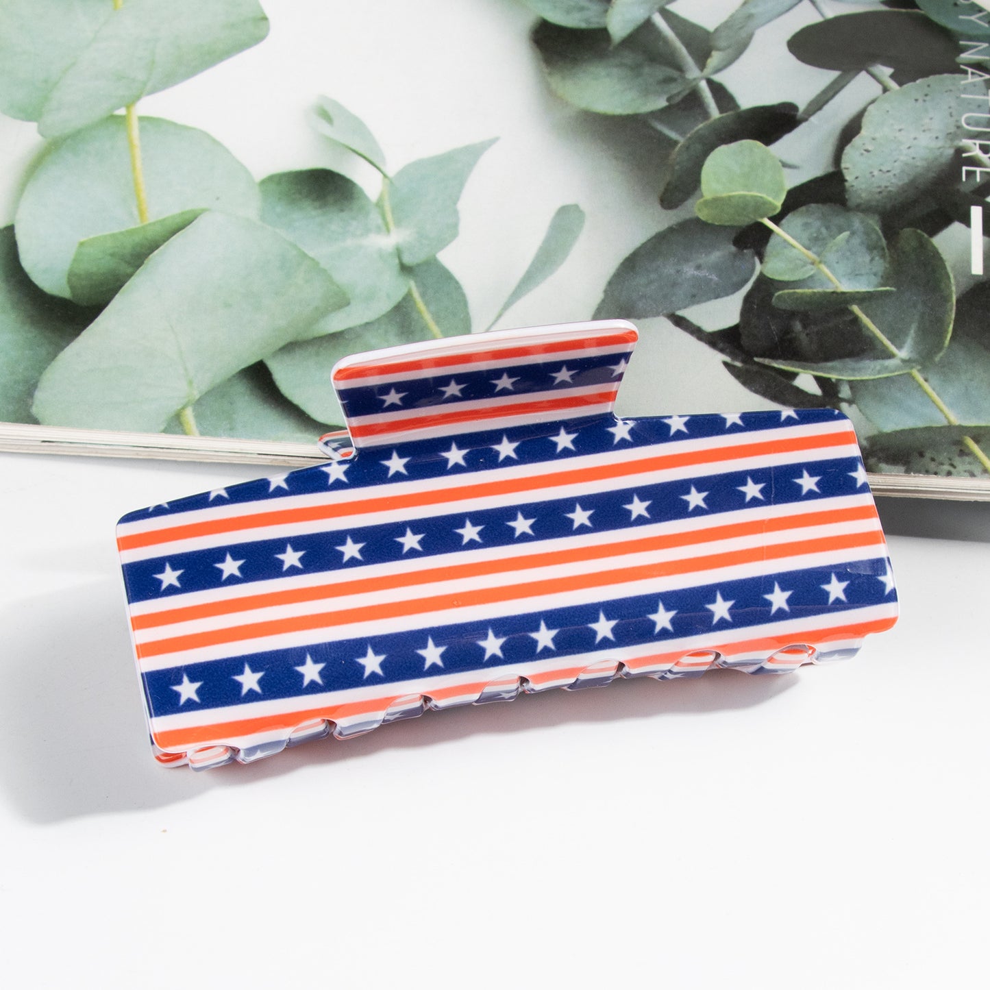 Patriotic American Flag Hair Claw Clip 4th of July Accessory